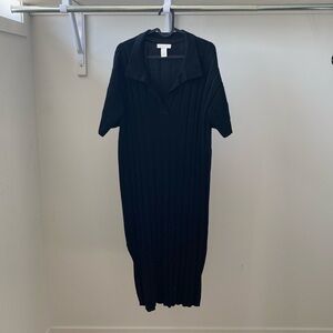 Polo midi black knit dress